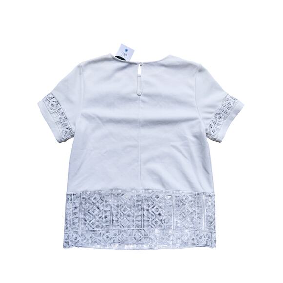 Generation Love Lace Panel Short Sleeve Blouse XS White Boho Cottagecore Luxe - Picture 6 of 6